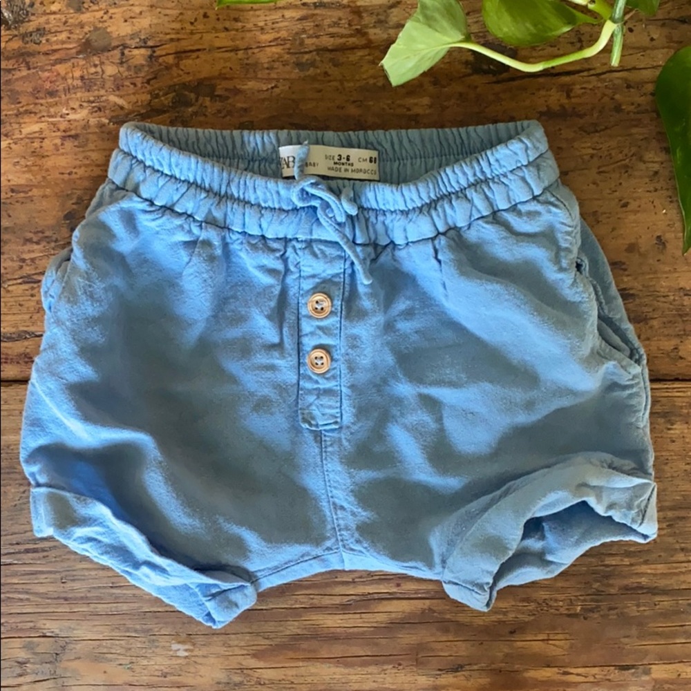 Zara Blue Linen Shorts